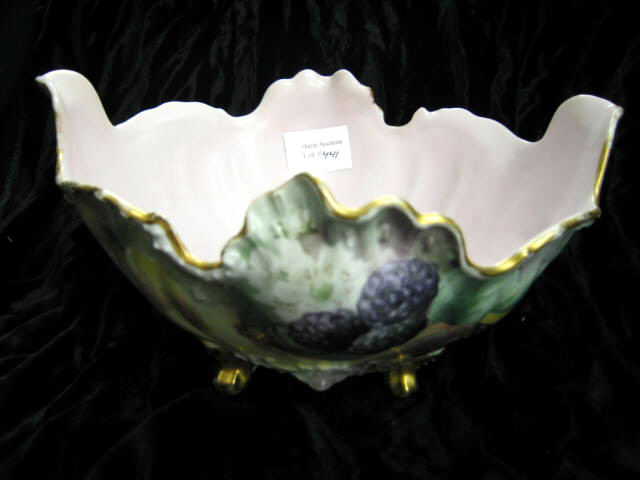 Appraisal: German Handpainted Porcelain Footed Bowl berry decor