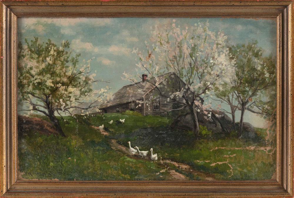 Appraisal: FRANK HENRY SHAPLEIGH NEW HAMPSHIRE - FARM SCENE WITH GEESE