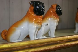 Appraisal: Two pairs of porcelain pug dogs th century