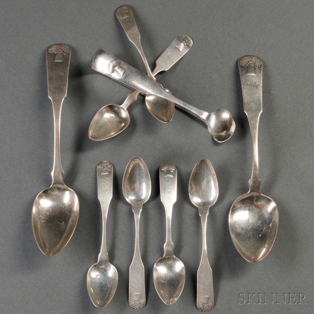 Appraisal: Nine Pieces of American Coin Silver Flatware all with various