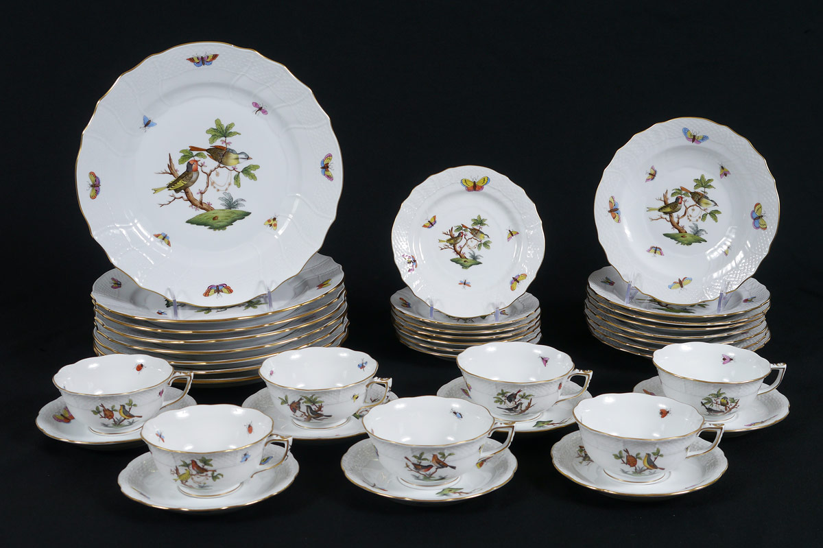 Appraisal: HEREND ROTHSCHILD BIRD FINE HAND PAINTED CHINA pieces to include