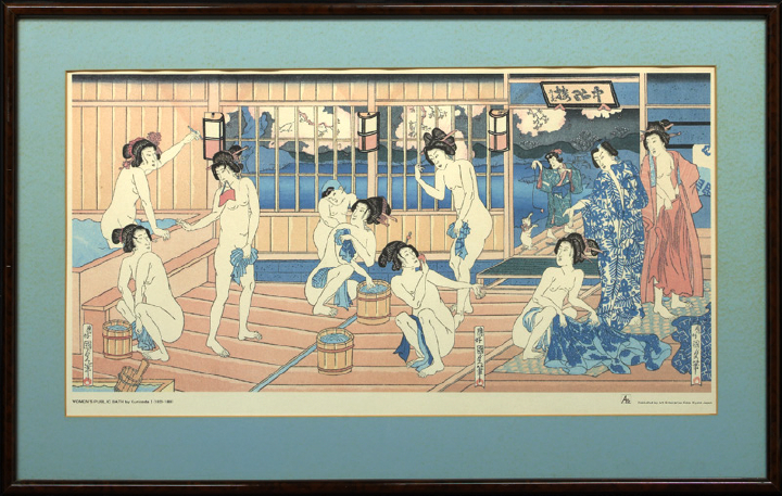 Appraisal: Japanese Reproduction Woodblock Print depicting a group of female bathers