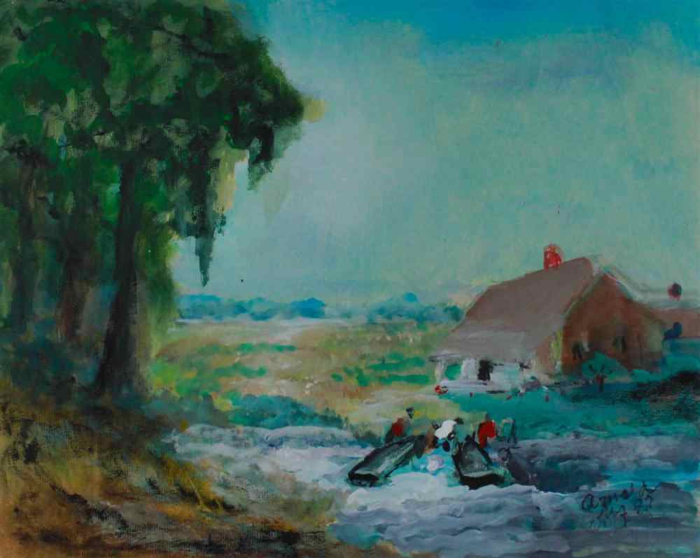 Appraisal: WILLIAM NORMAN ARNOLD American - BAYOU LANDSCAPE Mixed Media on