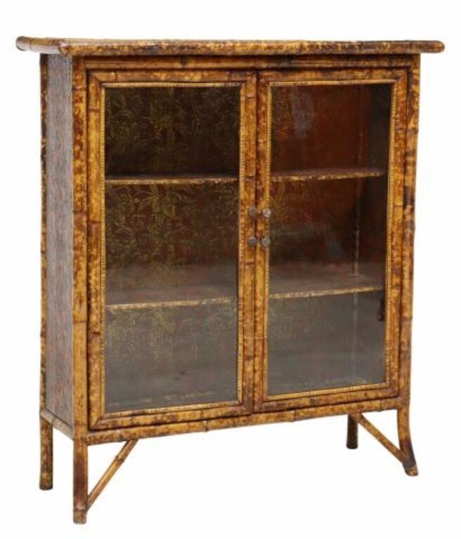 Appraisal: English Victorian bamboo bookcase display cabinet late th early th