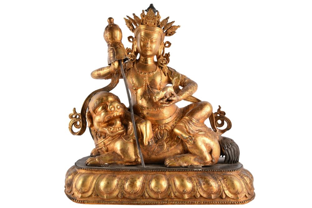 Appraisal: CHINESE GILT BRONZE DEITYCondition areas of wear loss and discoloration