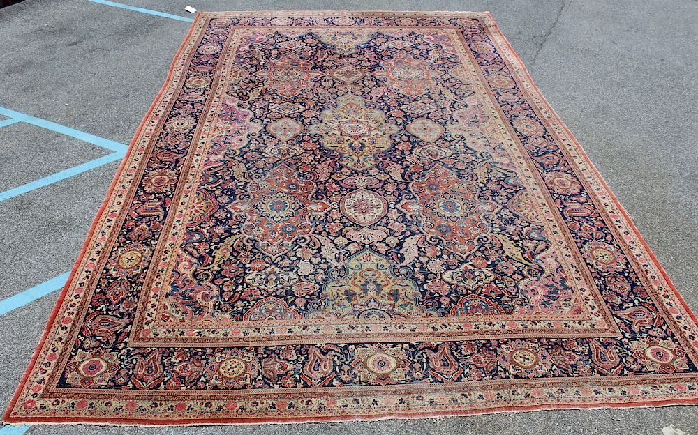 Appraisal: Large Antique and Finely Hand Woven Kashan Carpet Nice size