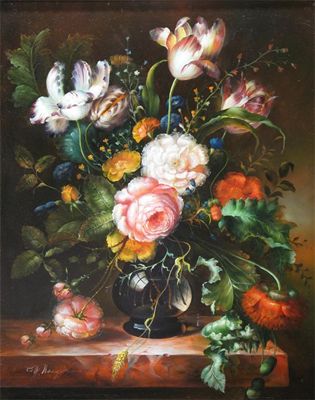 Appraisal: Continental School th Century Still lifes of flowers in a