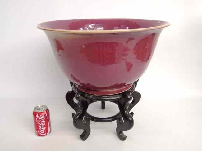 Appraisal: Ox blood bowl on stand Bowl '' Diameter '' Ht