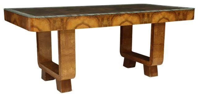 Appraisal: Italian Rationalist burled walnut dining table attributed to Gino Levi-Montalcini