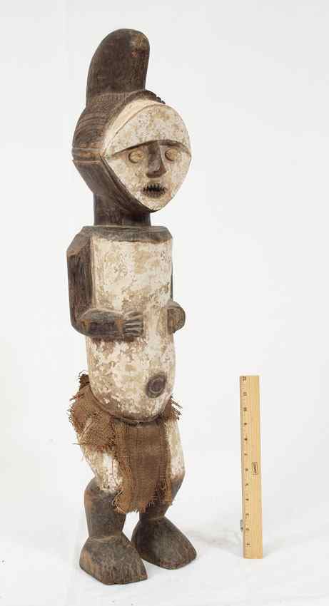 Appraisal: CARVED AFRICAN AMBETE RELIQUERY FIGURE GABON '' x '' x