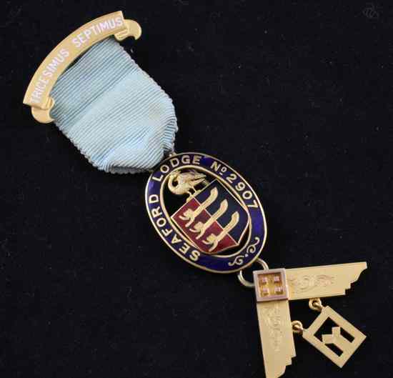 Appraisal: A ct gold Seaford Lodge masonic jewel gross g Estimate