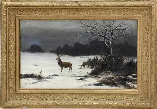 Appraisal: Albert Baky Hungarian - WINTER LANDSCAPE oil on canvas framed