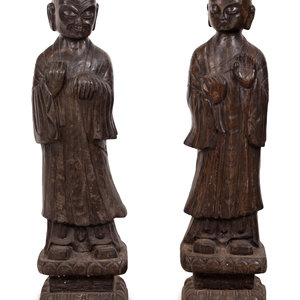 Appraisal: A Pair of Chinese Carved Marble Figures Height of each