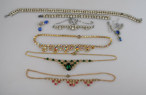 Appraisal: Collection of early s paste set jewellery including five necklaces