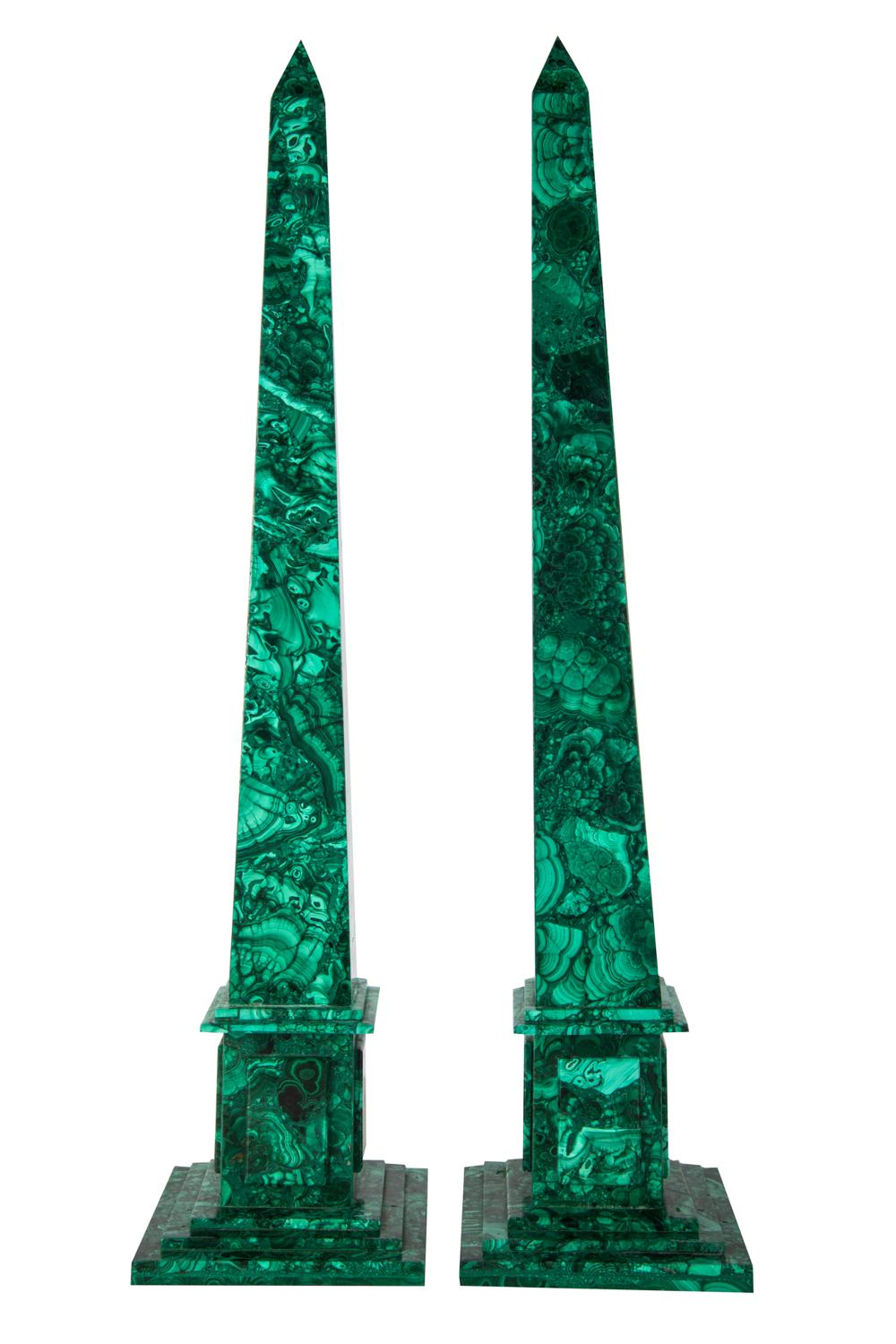 Appraisal: PAIR OF MALACHITE OBELISKSlate th century each inches high Condition