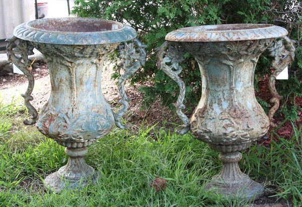 Appraisal: Pair of th Century Victorian cast iron urns h x