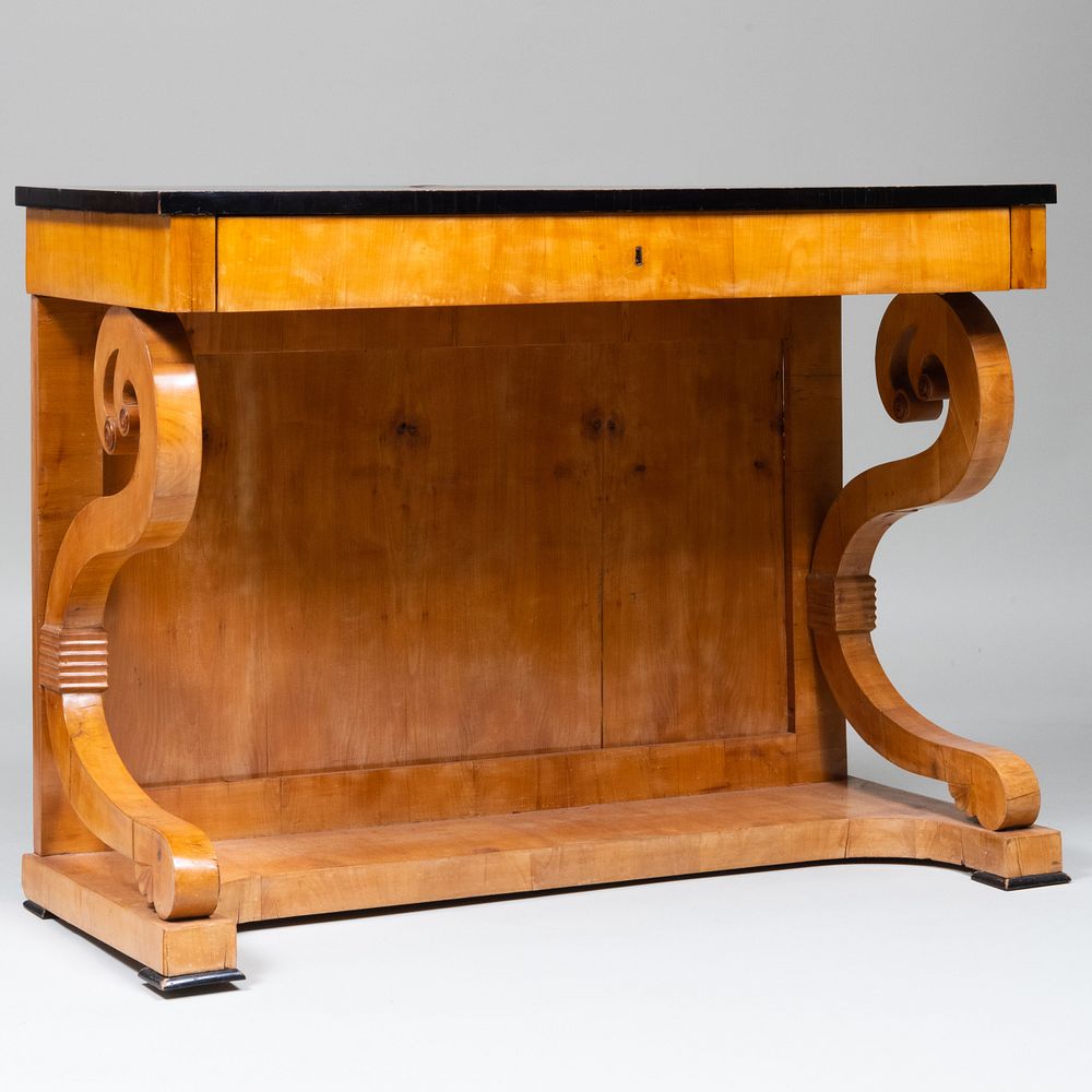 Appraisal: Northern European Ebonized and Birch Console Table Possibly Biedermeier Fitted