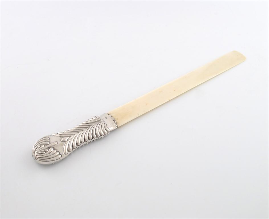 Appraisal: A Victorian silver handled ivory page turner