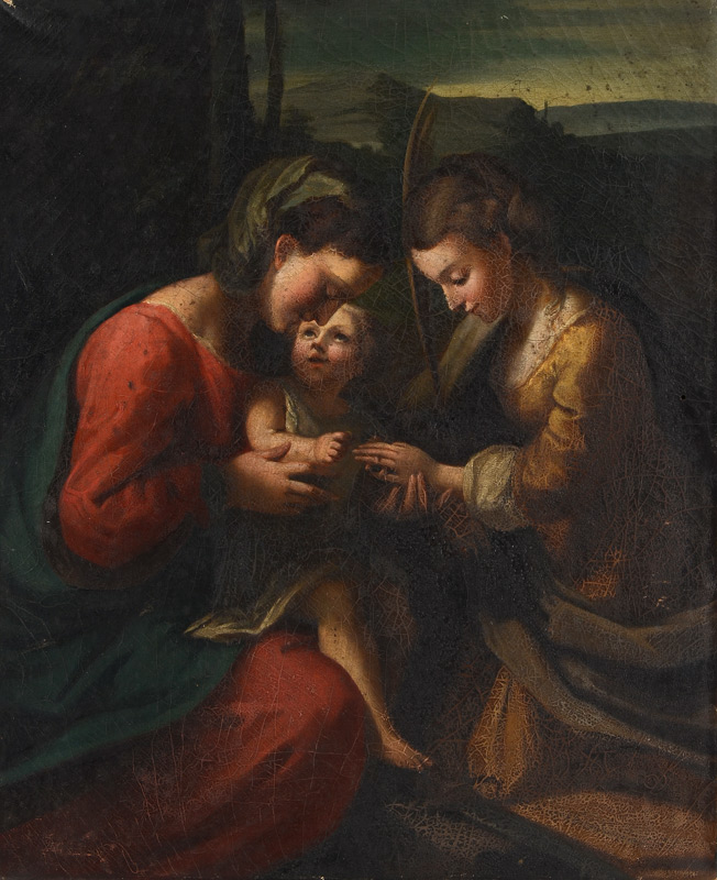 Appraisal: THE MYSTIC MARRIAGE OF SAINT CATHERINE AFTER CORREGGIO Painted by