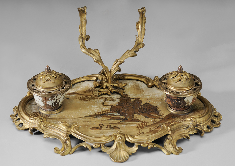 Appraisal: Gilt Bronze and Chinoiserie Encri r French th century in