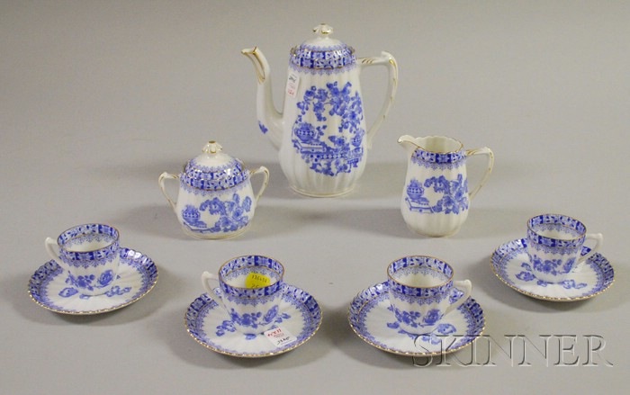 Appraisal: Eleven-Piece German Gilt Blue and White Transfer Decorated Porcelain Demitasse