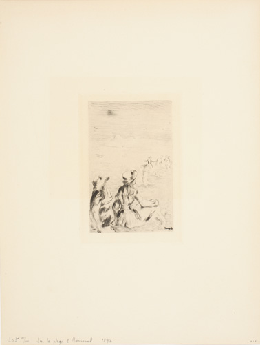 Appraisal: PIERRE-AUGUSTE RENOIR Sur la Plage Berneval Drypoint on cream laid