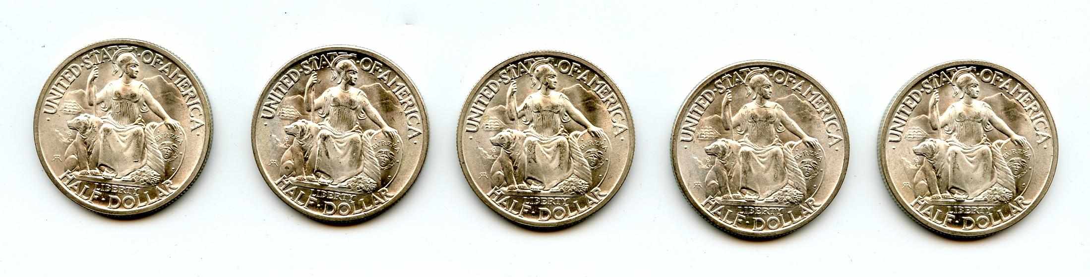 Appraisal: -S San Diego C All five coins are fully lustrous