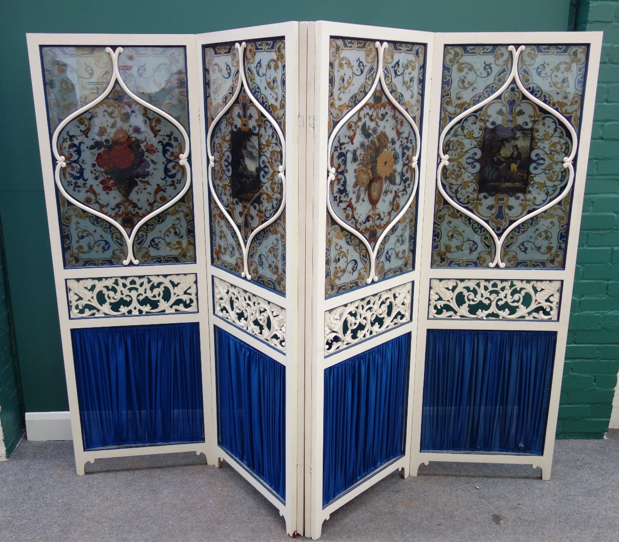 Appraisal: A late th century white painted six fold screen with