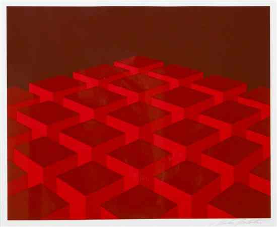 Appraisal: Marko Spalatin American b Red Cubes serigraph Cleveland Print Club