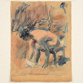 Appraisal: Georges Rouault Nude at the bath watercolor and chalk on