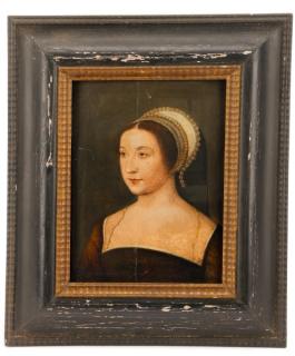 Appraisal: English School Tudor Woman in a French Hood English School