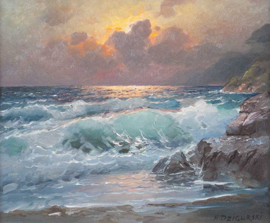 Appraisal: ALEXANDER DZIGURSKI OIL ON CANVAS California - Seascape at sunset