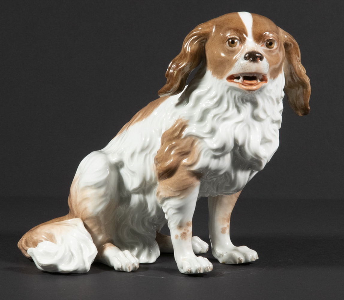 Appraisal: CAVALIER KING CHARLES SPANIEL FIGURINE Late th c Continental Porcelain