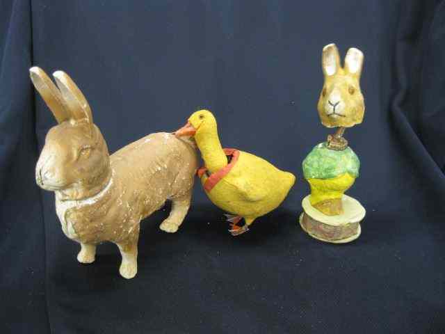 Appraisal: Antique Animals paper mache rabbitcandy containers one with bobbing head