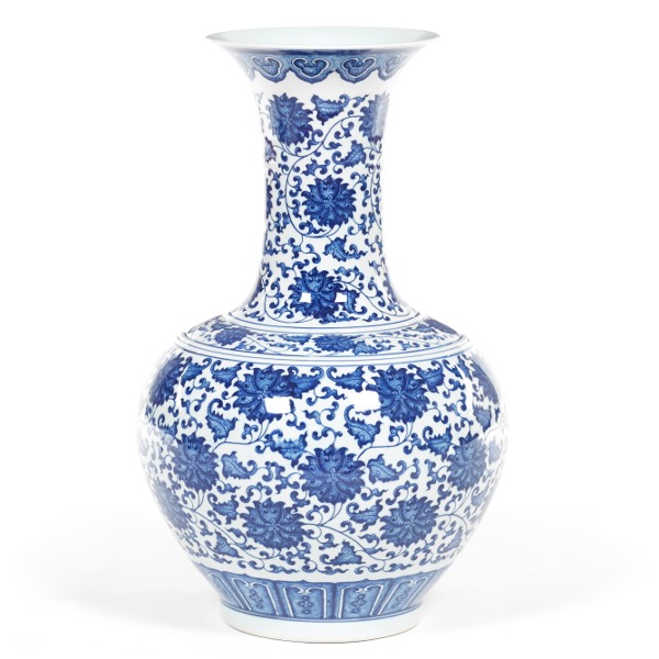 Appraisal: WILLIAMS SONOMA CHINOISERIE BLUE AND WHITE PORCELAIN VASE STYLED AFTER