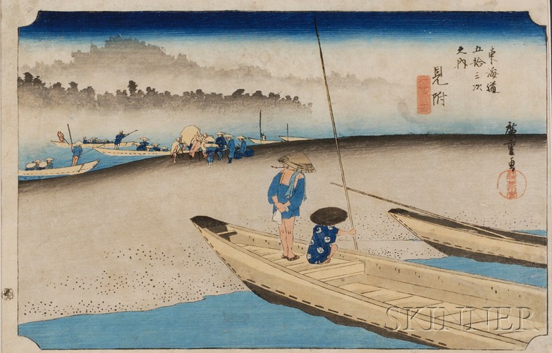 Appraisal: Hiroshige Tenryu River at Mitsuke from Fifty-three Stations of the