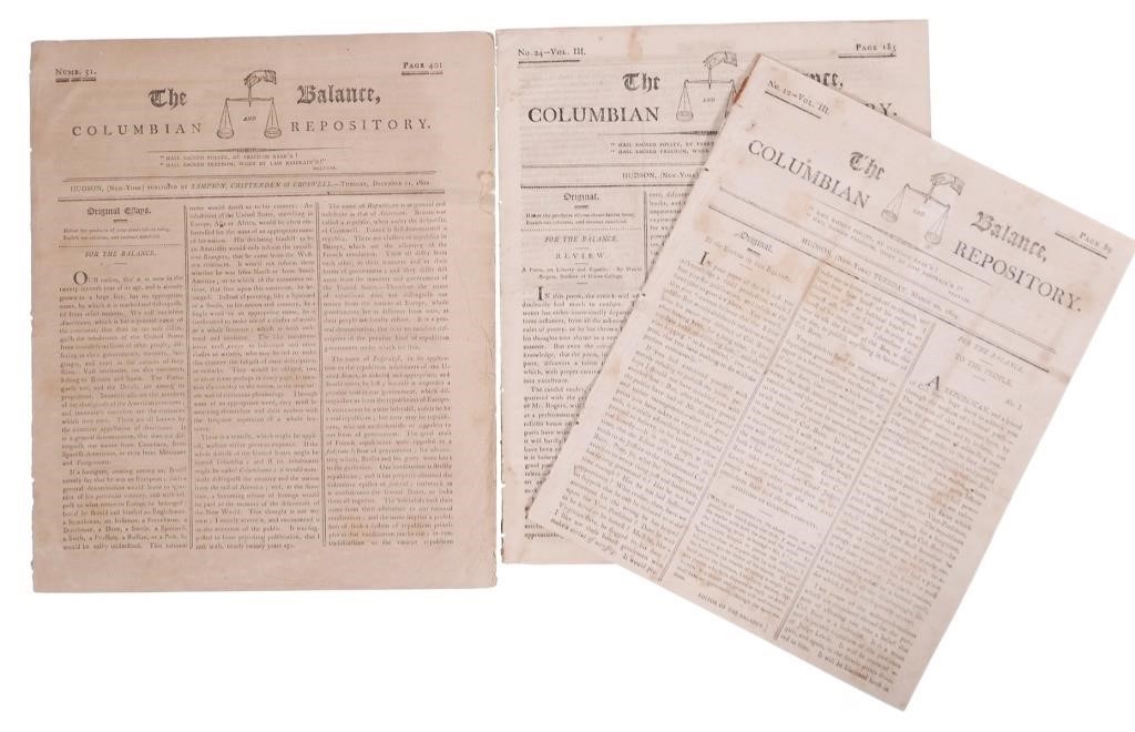 Appraisal: Early American newspaper circa and featuring stories and editorial opinions