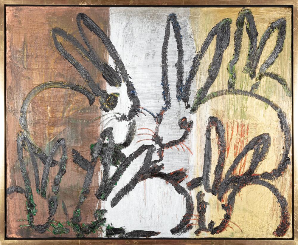 Appraisal: Hunt Slonem American Louisiana b Untitled Metallic Bunnies oil on