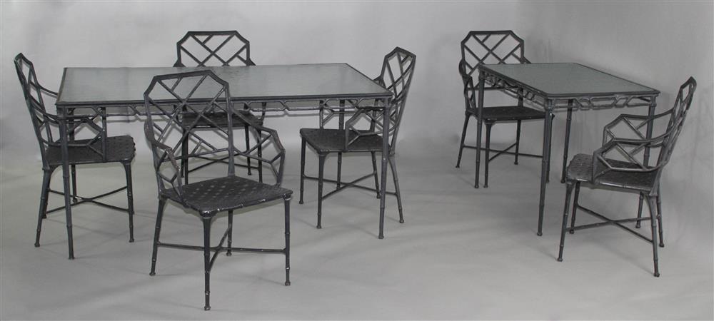 Appraisal: LARGE SUITE OF BAMBOO STYLE PAINTED METAL GARDEN FURNITURE slate