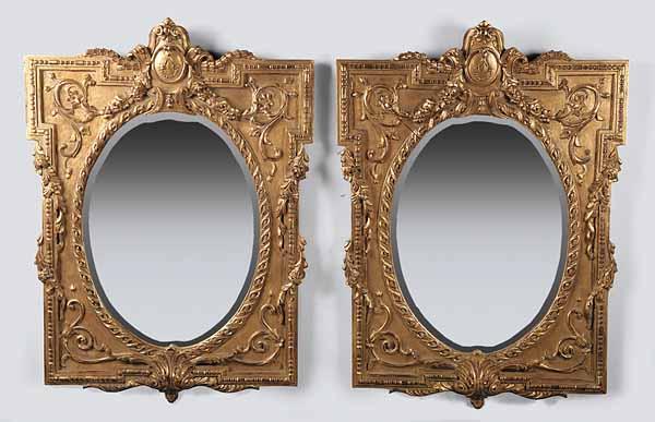 Appraisal: A Pair of Louis XVI-Style Mirrors the molded square frame