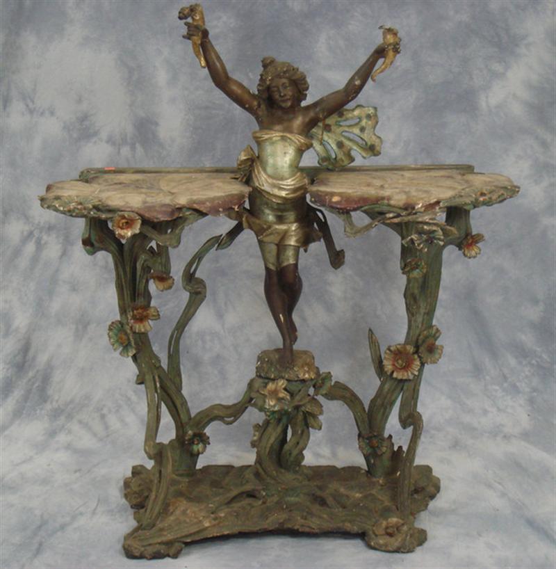 Appraisal: Carved and painted Art Nouveau Fantasy with figural lamp attaching