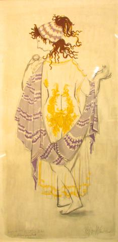 Appraisal: Two costume design prints including x unframed depicting male dancer