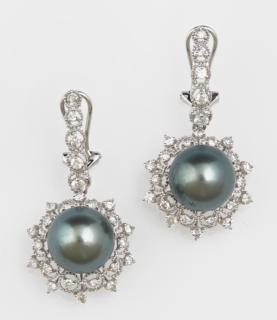 Appraisal: Pair of K White Gold Pierced Earrings each with an