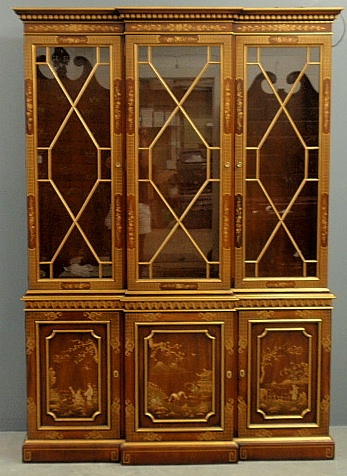 Appraisal: - Mahogany breakfront th c with Chinese chinoiserie style decoration