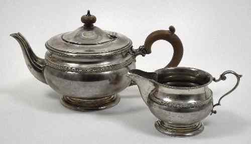 Appraisal: A George VI silver part tea service with squat bulbous