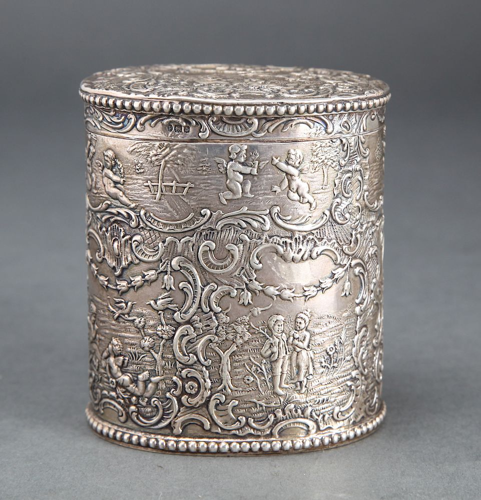 Appraisal: John George Smith English Silver Repousse Box John George Smith