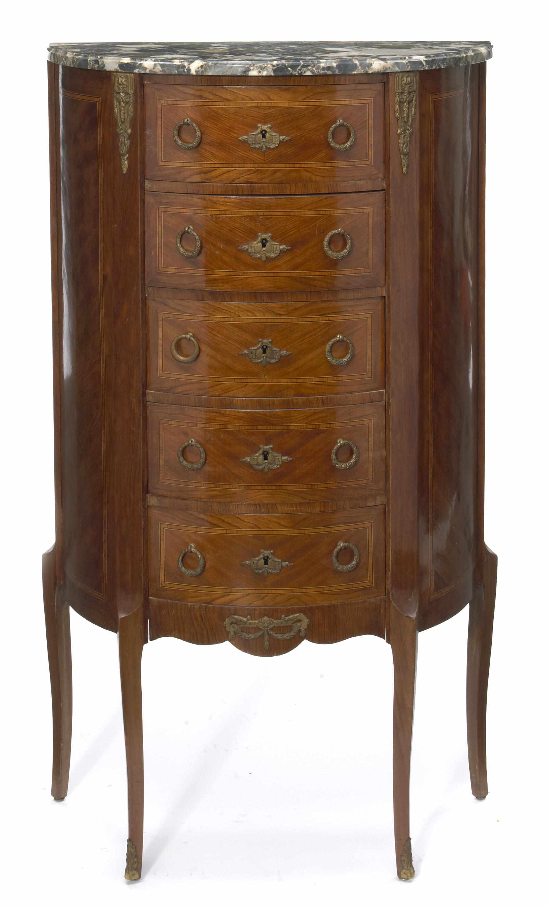 Appraisal: A Louis XVI style gilt bronze mounted walnut tall chest