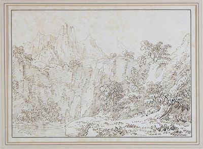 Appraisal: Attributed to Anthony Devis - A mountain landscape with a