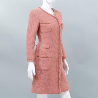 Appraisal: Chanel Couture pink silk and wool boucle coat Chanel Couture