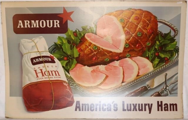 Appraisal: ARMOUR HAM AND CHICKEN DOUBLE SIDED ADVERTISINGSIGN MID- TH CENTURY